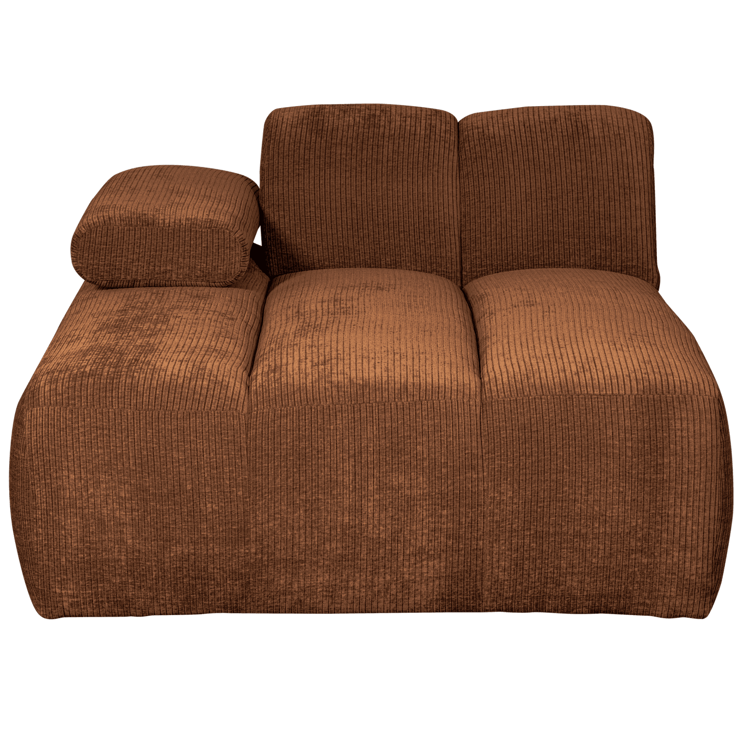 WOOOD Mojo chaise longue element links geweven ribstof roest bruin