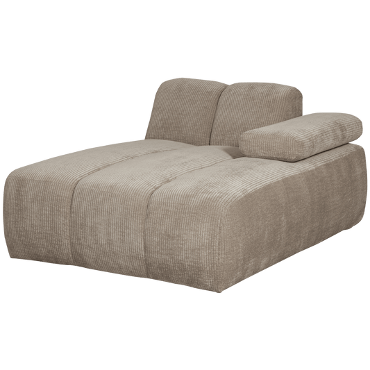 WOOOD Mojo chaise longue element rechts geweven ribstof donkerzand