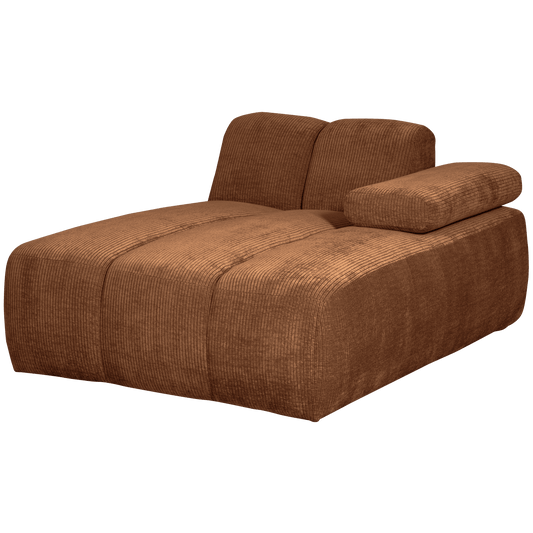 WOOOD Mojo chaise longue element rechts geweven ribstof roestbruin