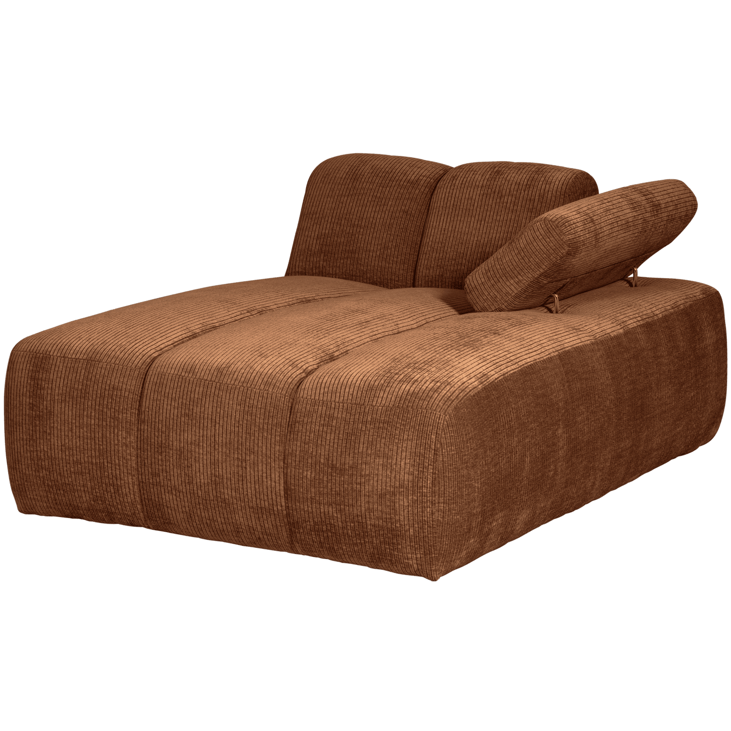 WOOOD Mojo chaise longue element rechts geweven ribstof roestbruin