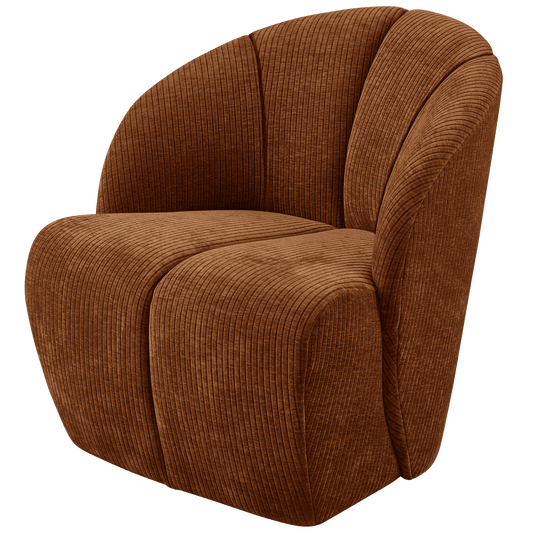 WOOOD Mojo draaifauteuil geweven ribstof roest bruin