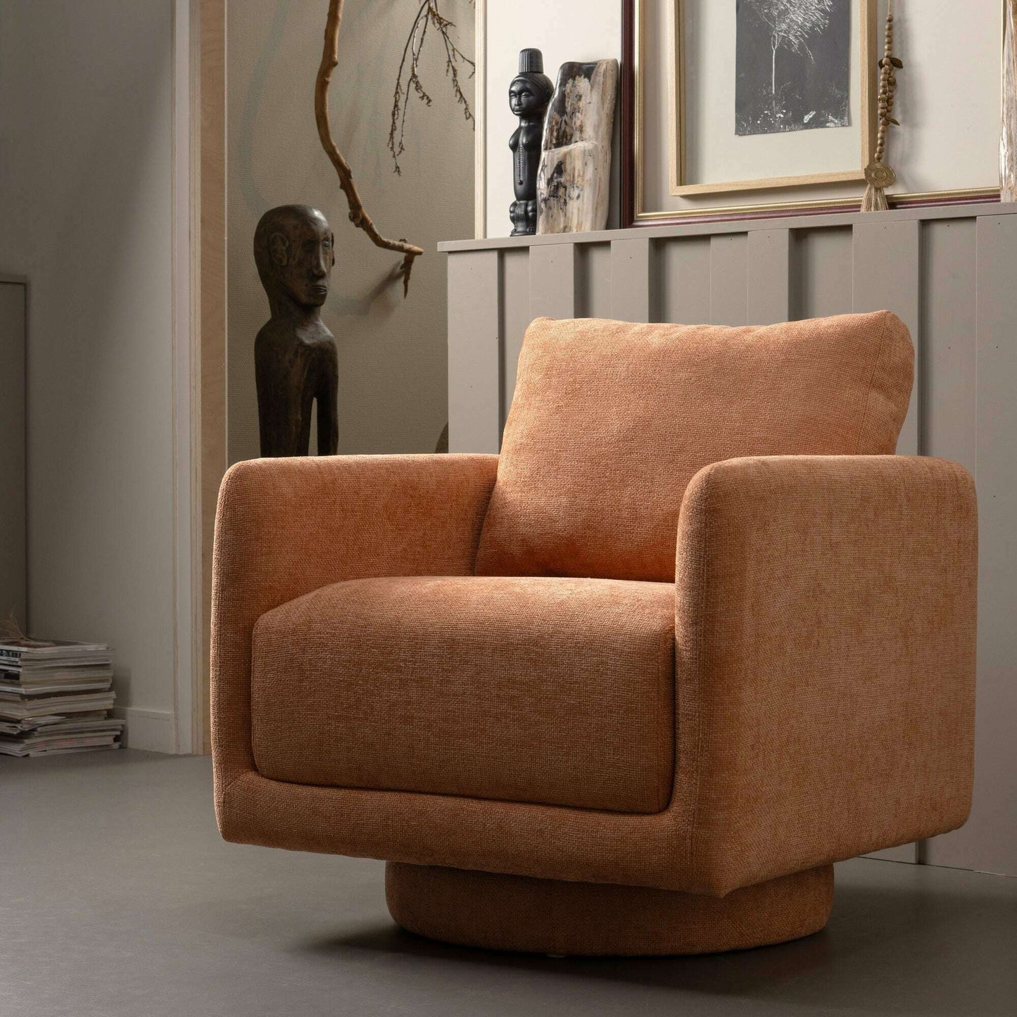 WOOOD Oscar draaifauteuil salmon