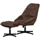 WOOOD Yaro draaibare fauteuil met hocker espresso