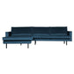 BePureHome Rodeo chaise longue links blauw