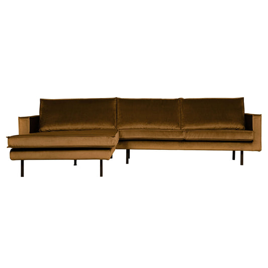 BePureHome Rodeo hoekbank chaise longue links velvet honey yellow