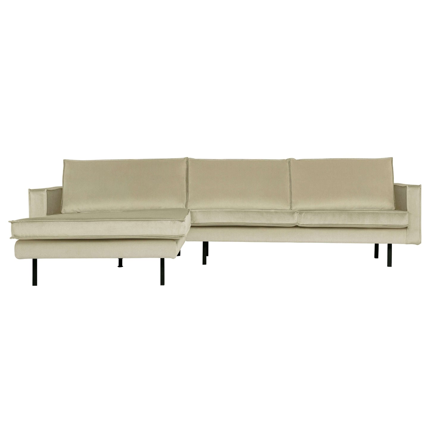 BePureHome Rodeo hoekbank chaise longue links velvet pistachio