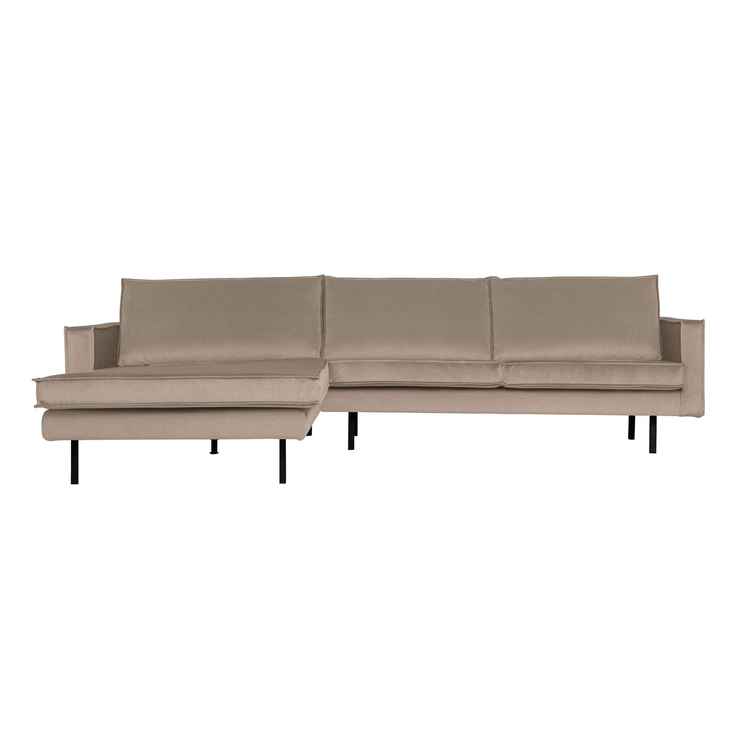 BePureHome Rodeo hoekbank chaise longue links velvet khaki