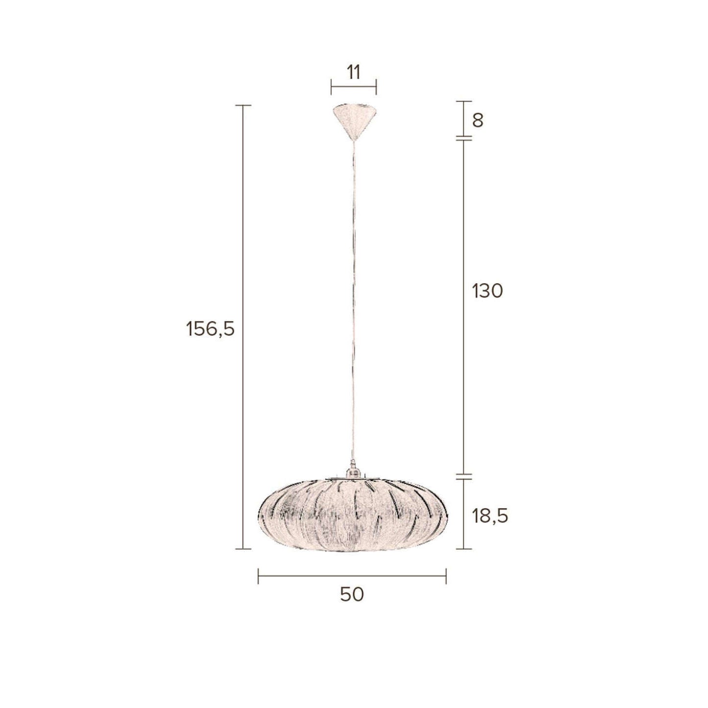 Dutchbone hanglamp bond oval Ø50 x 156,5 cm