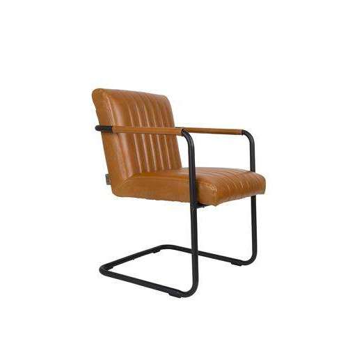 Dutchbone stoel met armleuningen stitched cognac 66 x 58 x 83 cm