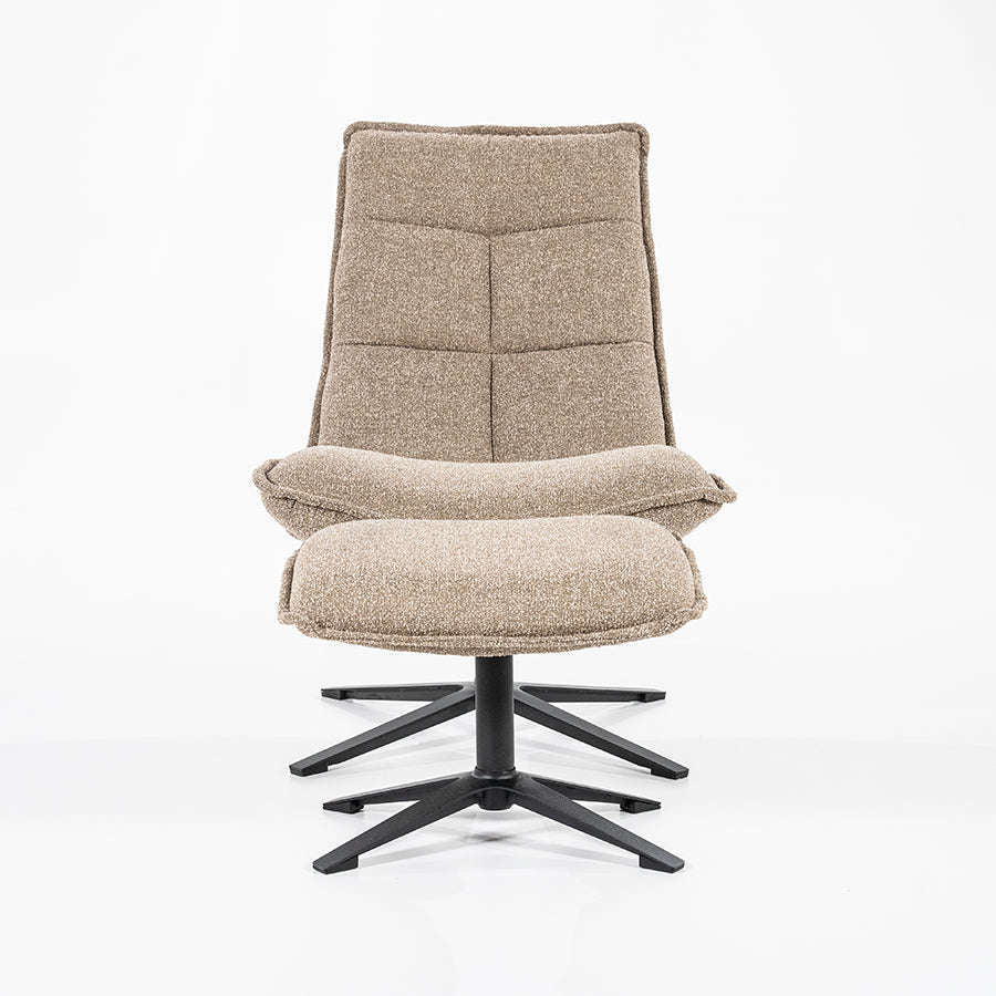 Eleonora Marcus fauteuil met voetenbank beige