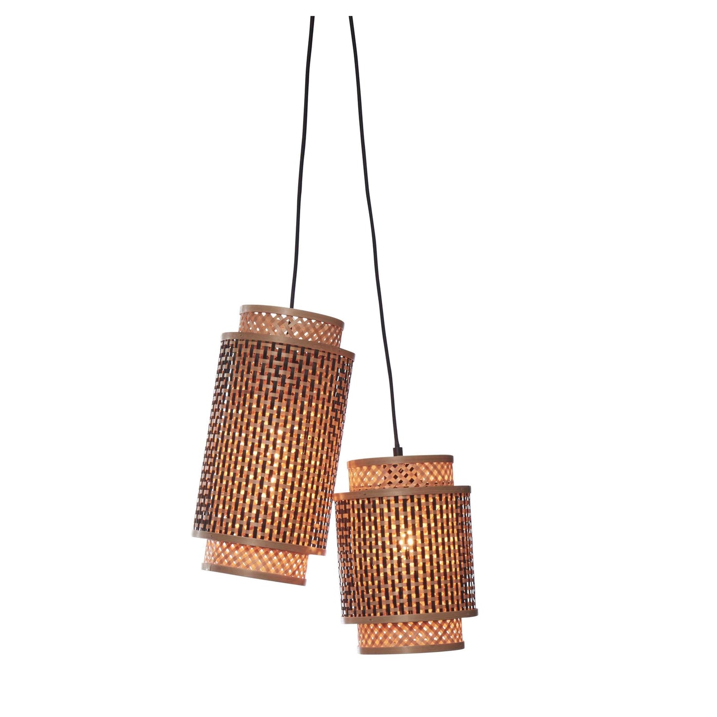 GOOD&MOJO hanglamp bhutan 2-kaps zwart/naturel