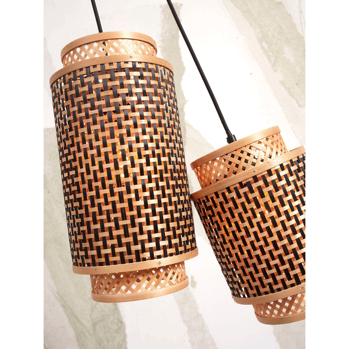 GOOD&MOJO hanglamp bhutan 2-kaps zwart/naturel