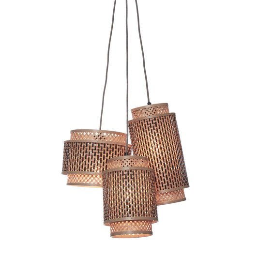 GOOD&MOJO hanglamp bhutan 3-kaps zwart/naturel