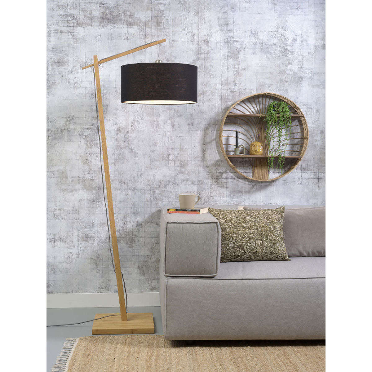 GOOD&MOJO Vloerlamp Andes bamboe 4723 linnen zwart