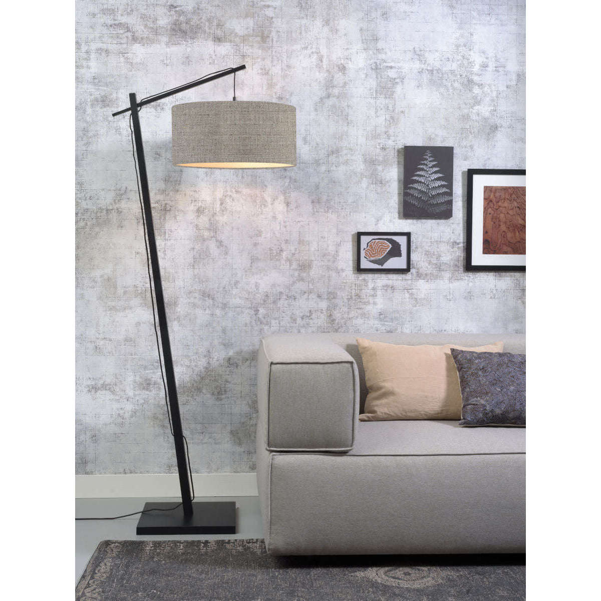 GOOD&MOJO Vloerlamp Andes zwart 4723 donker linnen