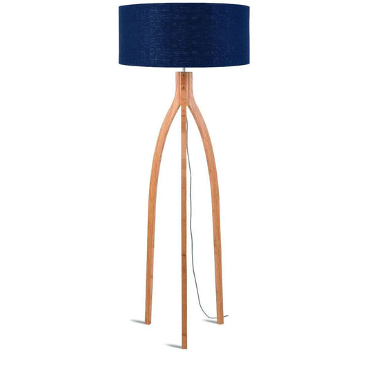 GOOD&MOJO Vloerlamp bamboe Annapurna 6030 linnen blauw denim