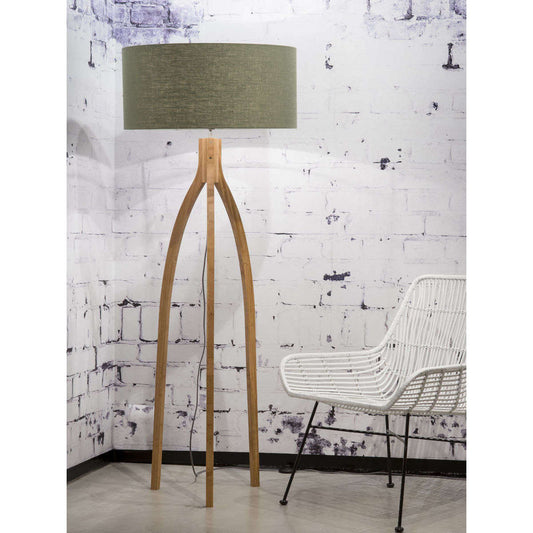 GOOD&MOJO Vloerlamp bamboe Annapurna 6030 linnen groen forest