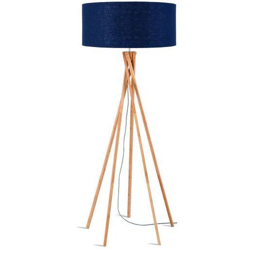 GOOD&MOJO Vloerlamp bamboe Kilimanjaro 6030 linnen blauw denim