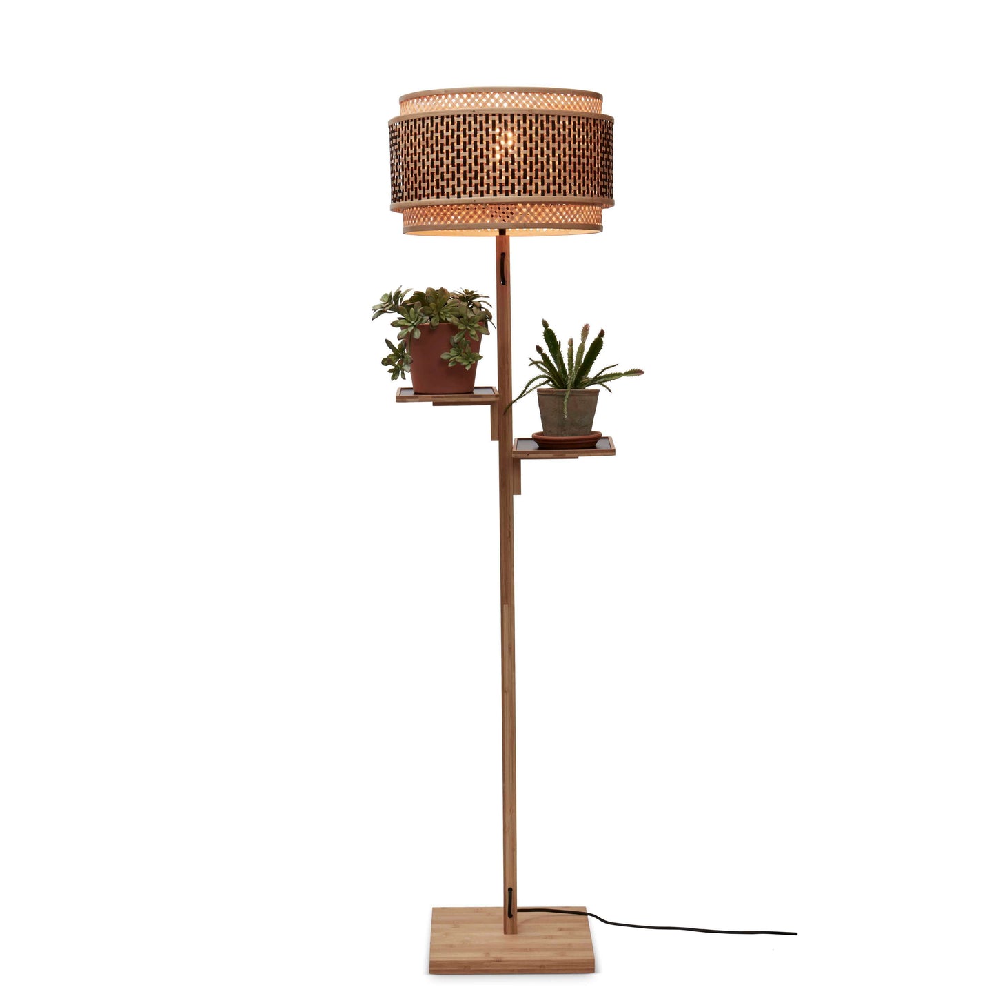 GOOD&MOJO vloerlamp bhutan met plank  40 cm naturel