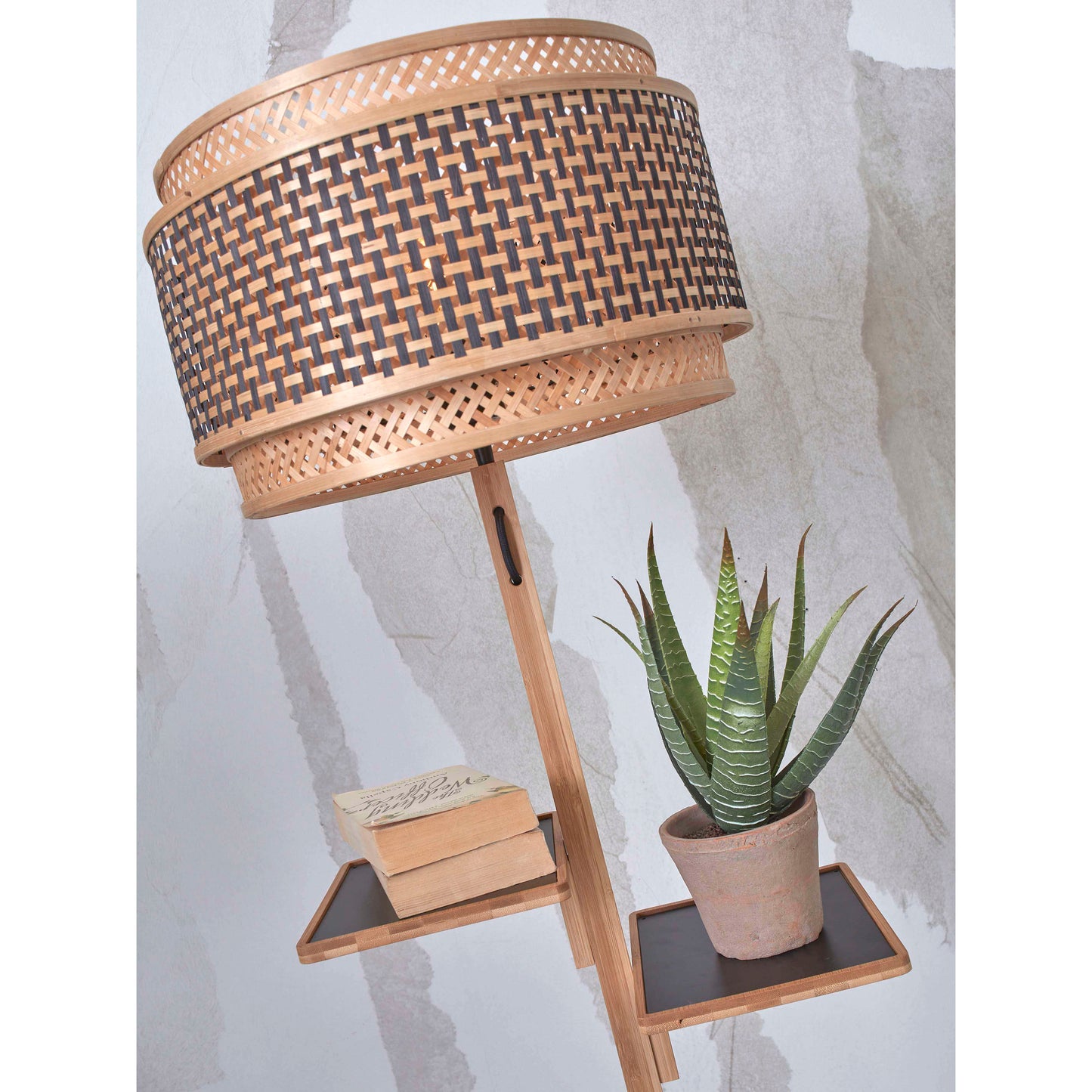 GOOD&MOJO vloerlamp bhutan met plank  40 cm naturel