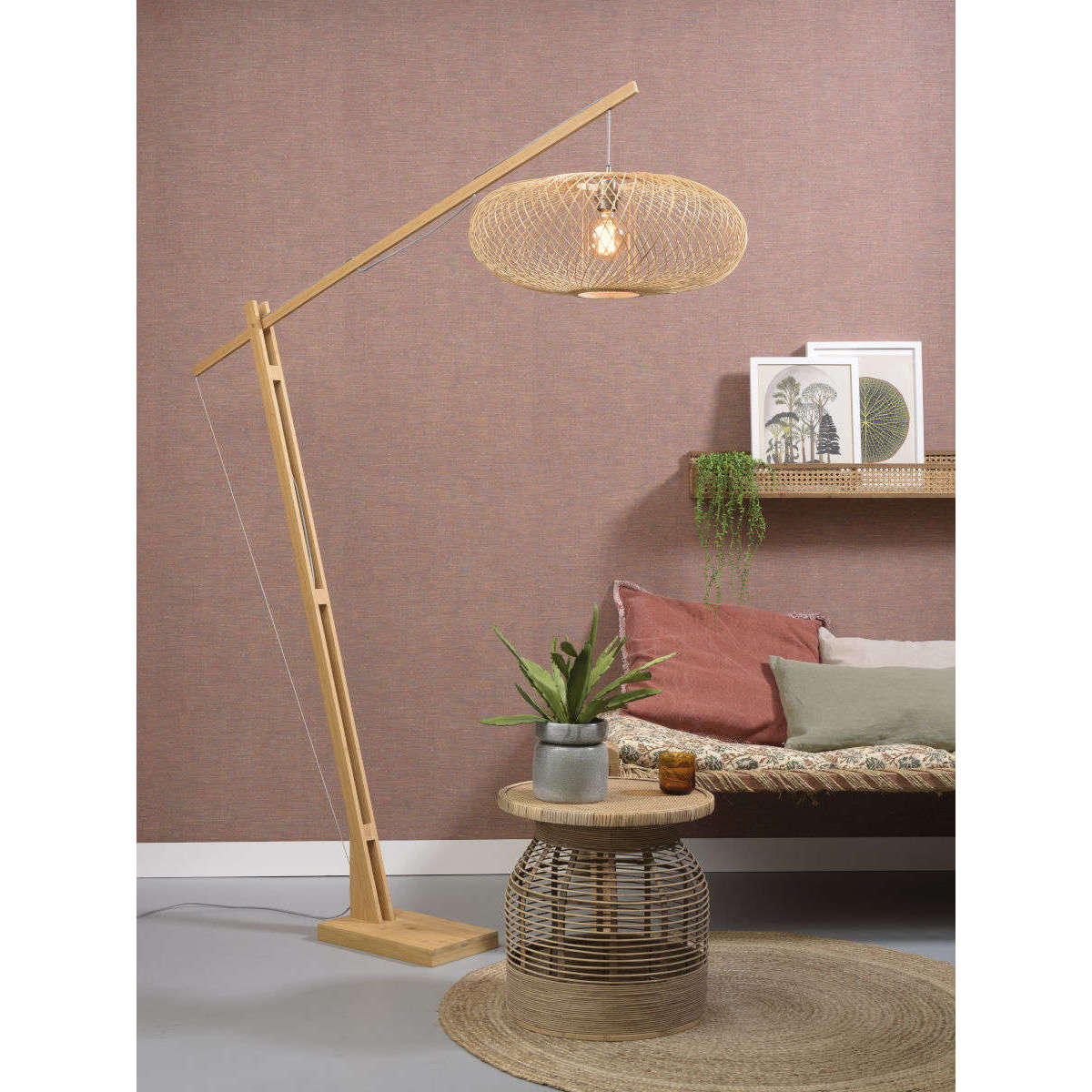 GOOD&MOJO Vloerlamp Cango naturel / kap naturel L