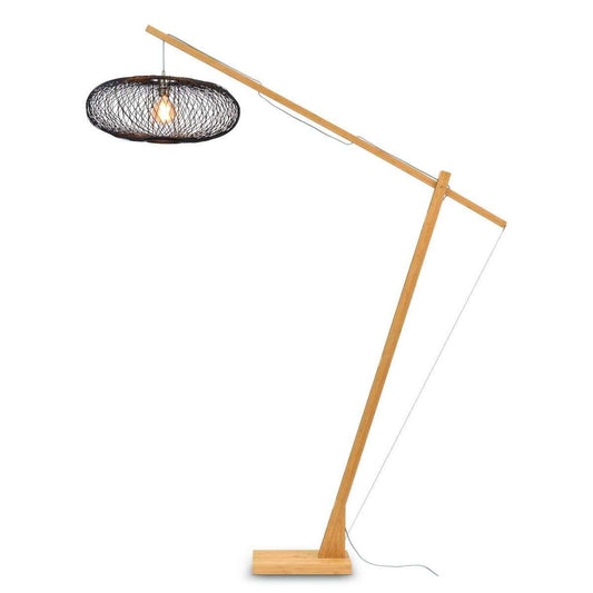 GOOD&MOJO Vloerlamp Cango naturel / kap zwart L