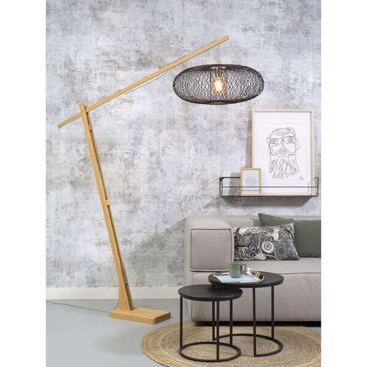 GOOD&MOJO Vloerlamp Cango naturel / kap zwart L