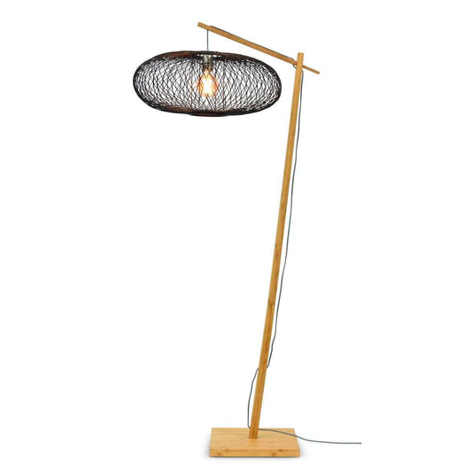 GOOD&MOJO Vloerlamp Cango naturel / kap zwart S