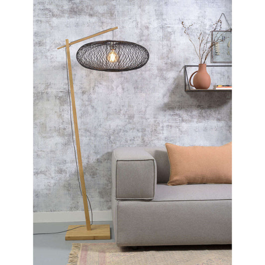 GOOD&MOJO Vloerlamp Cango naturel / kap zwart S