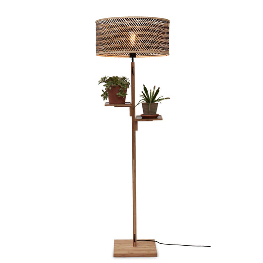 GOOD&MOJO vloerlamp java met plank 50 cm zwart/naturel