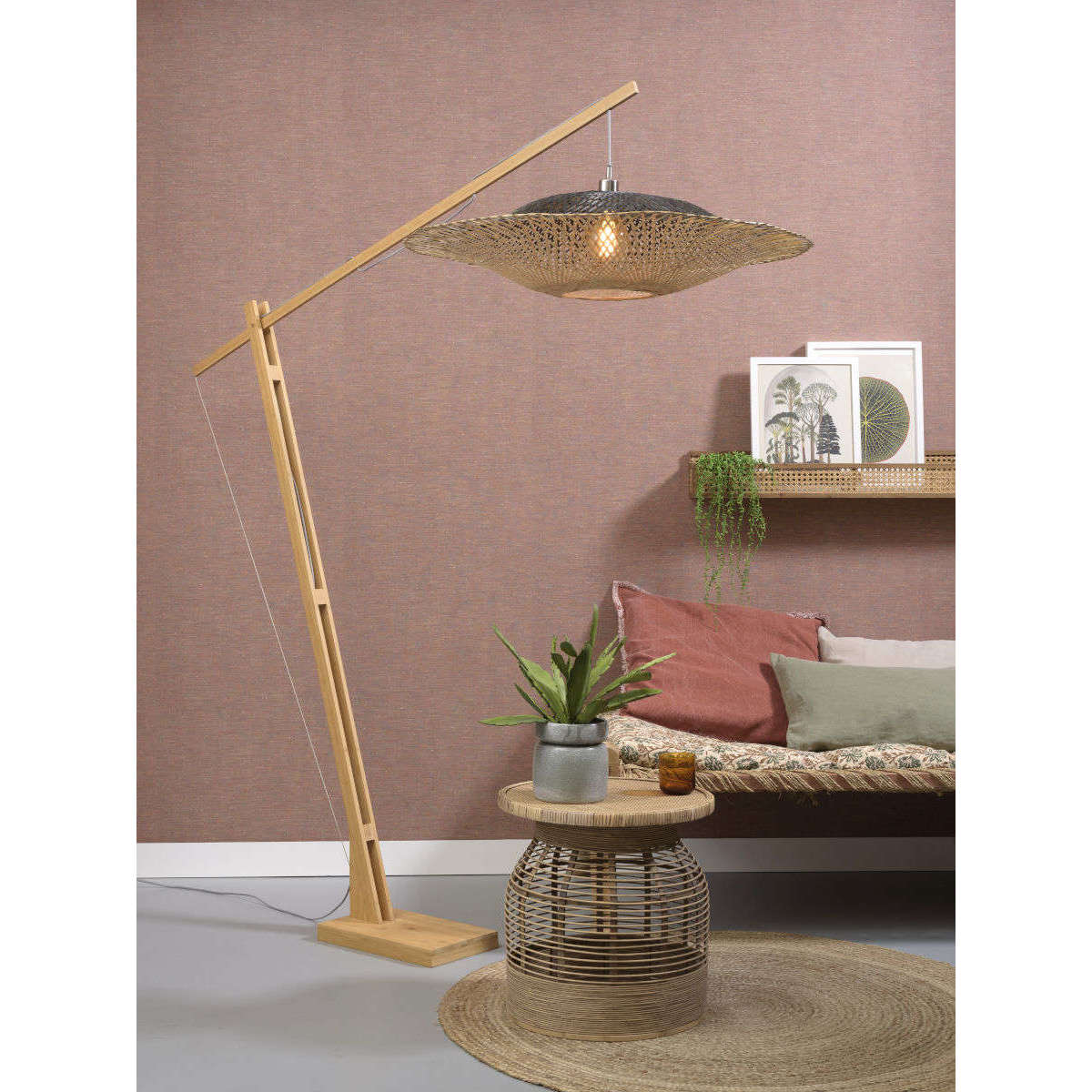 GOOD&MOJO Vloerlamp Kalimantan L naturel / horizon 87 cm