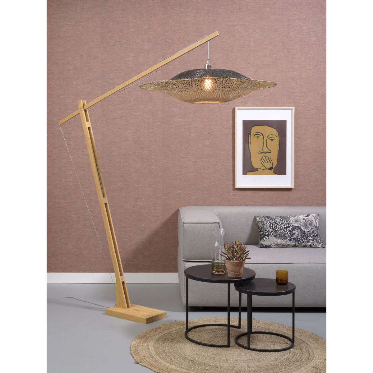 GOOD&MOJO Vloerlamp Kalimantan L naturel / horizon 87 cm