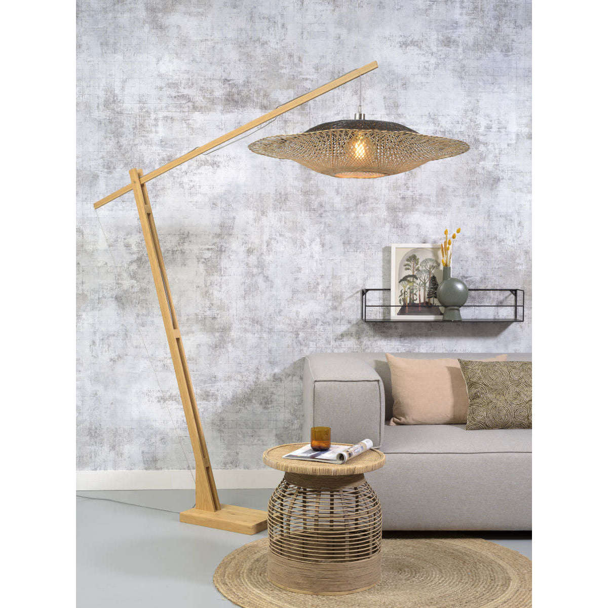 GOOD&MOJO Vloerlamp Kalimantan L naturel / horizon 87 cm