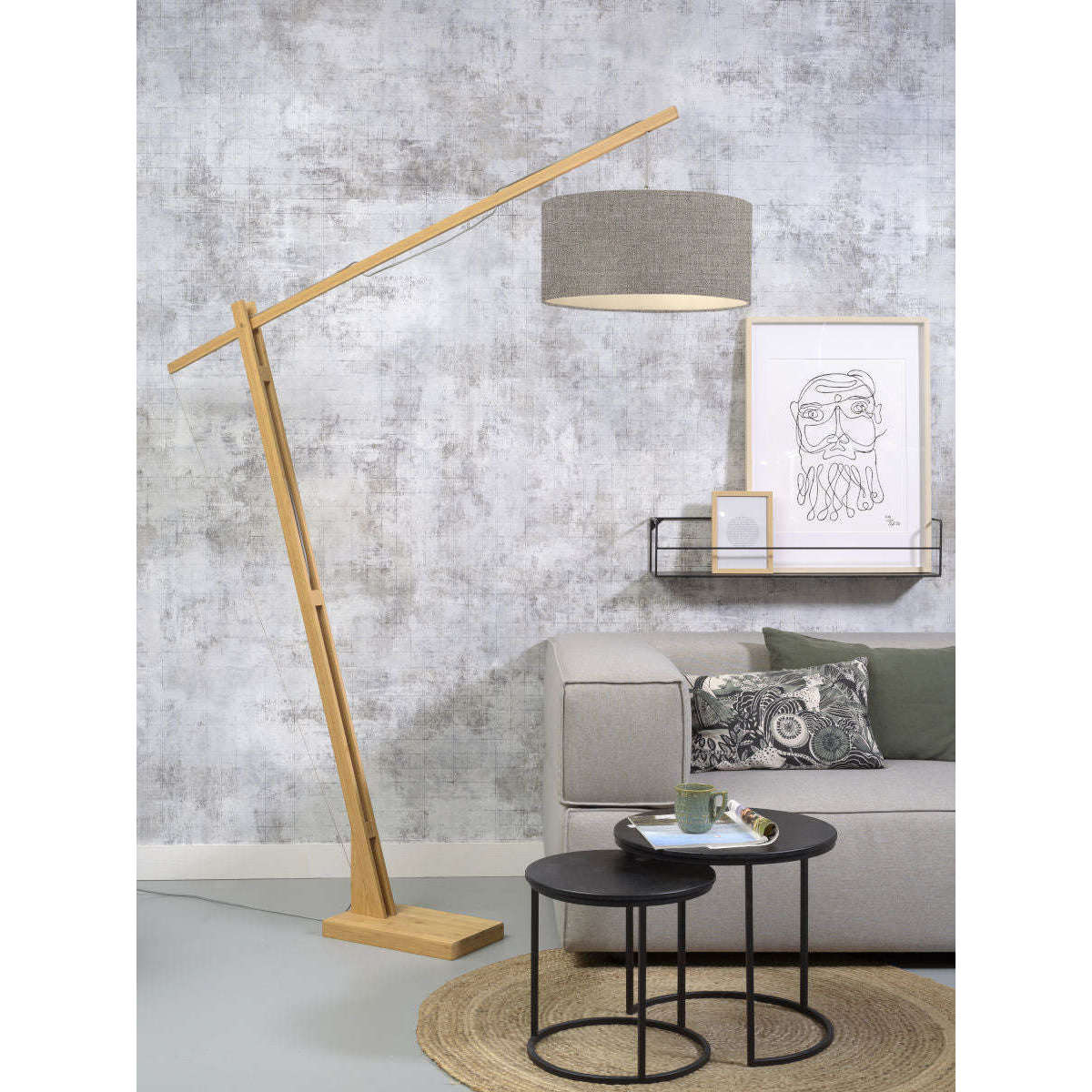 GOOD&MOJO Vloerlamp Montblanc bamboe 4723 linnen donker