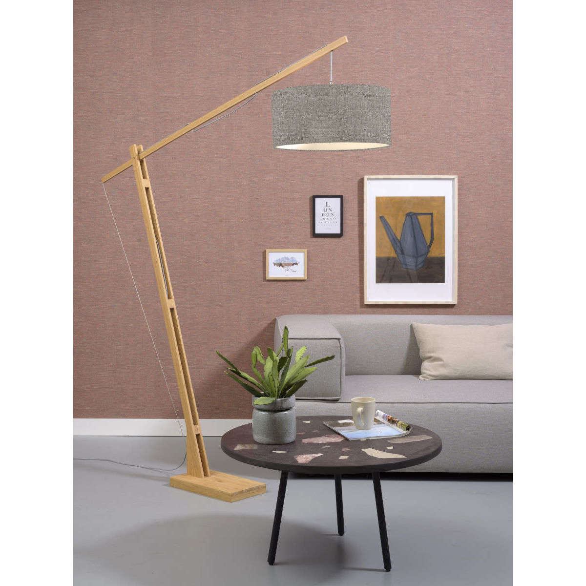 GOOD&MOJO Vloerlamp Montblanc bamboe 4723 linnen donker