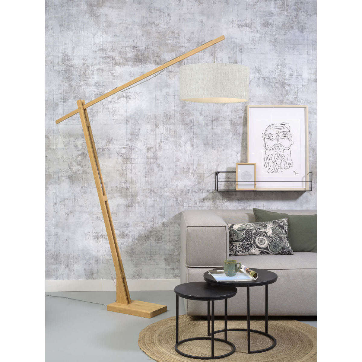 GOOD&MOJO Vloerlamp Montblanc bamboe 4723 linnen licht