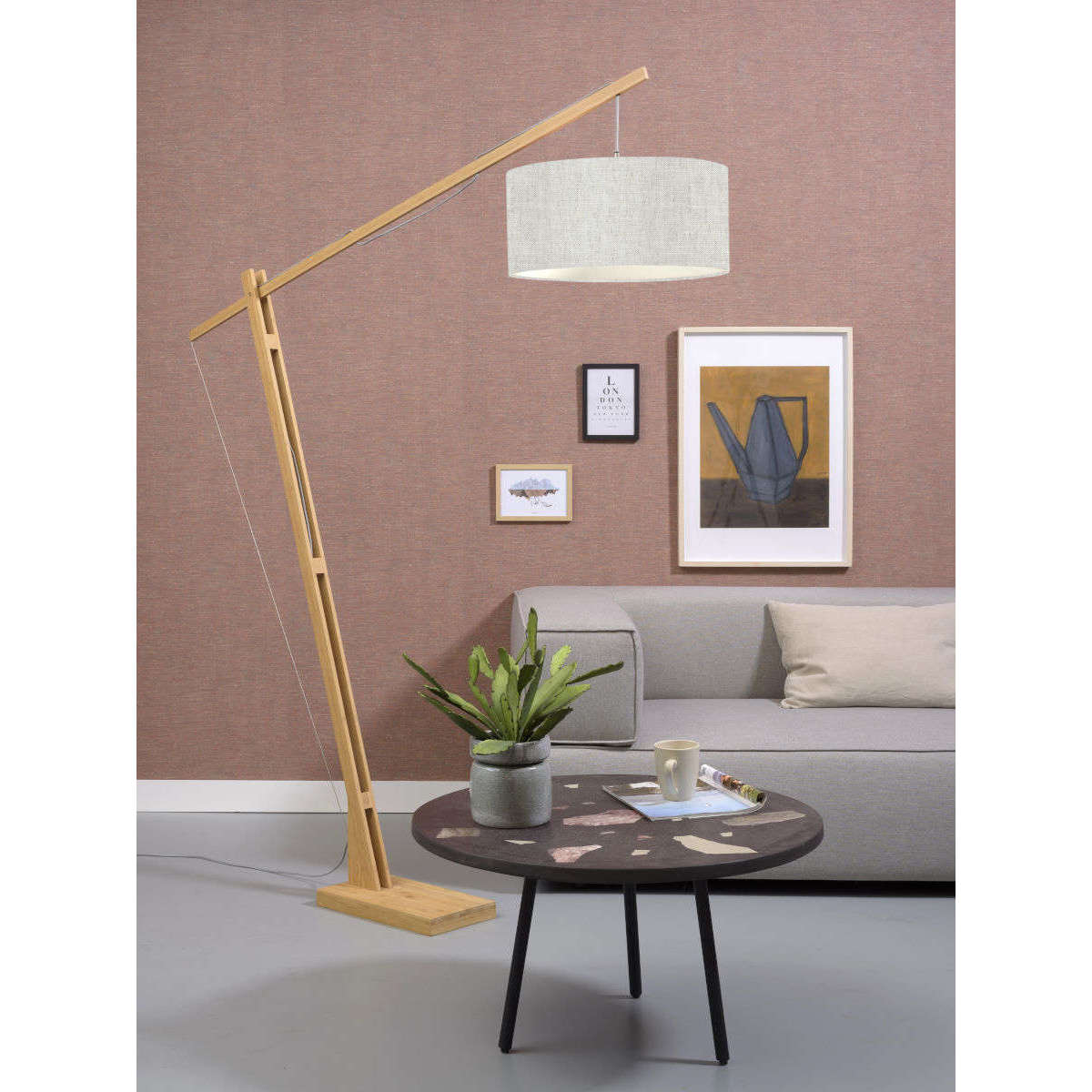 GOOD&MOJO Vloerlamp Montblanc bamboe 4723 linnen licht