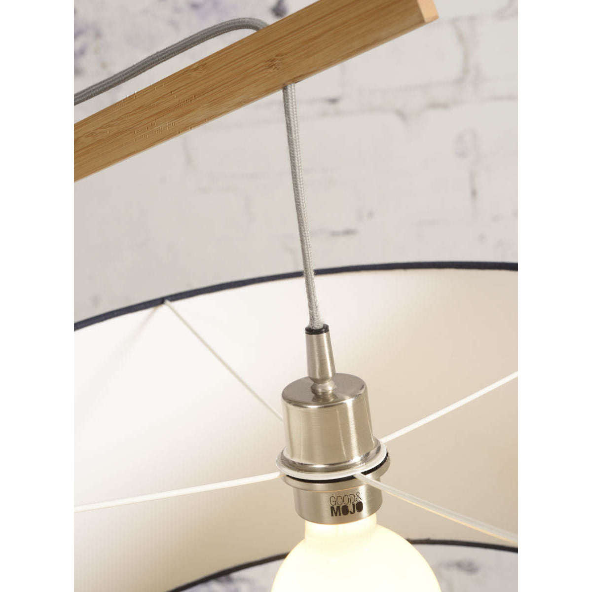 GOOD&MOJO Vloerlamp Montblanc bamboe 4723 linnen lichtgrijs