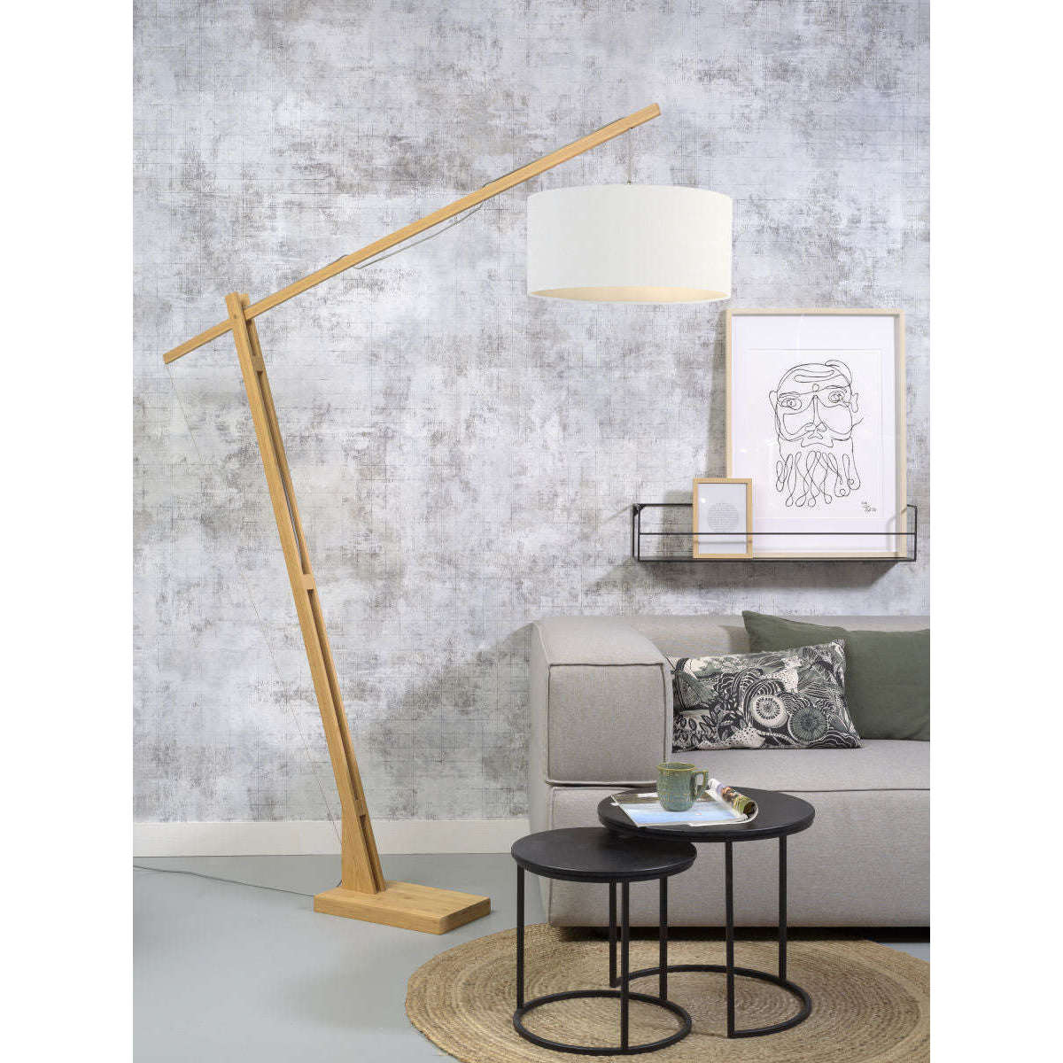 GOOD&MOJO Vloerlamp Montblanc bamboe 4723 linnen wit