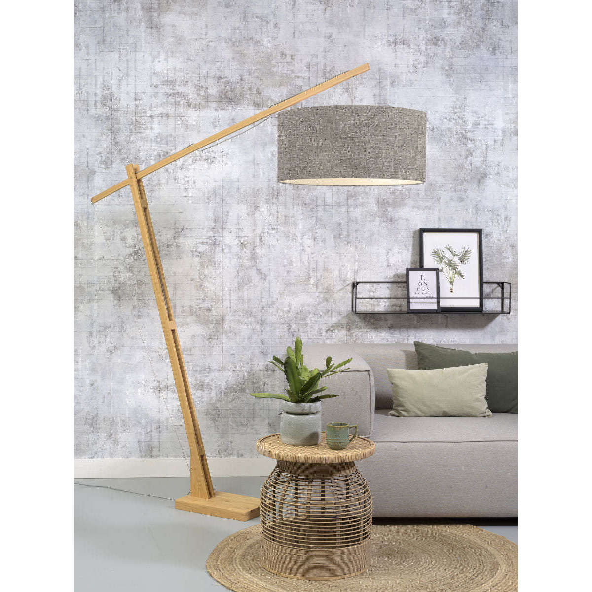 GOOD&MOJO Vloerlamp Montblanc bamboe 6030 linnen donker