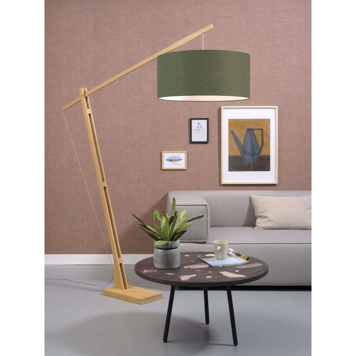 GOOD&MOJO Vloerlamp Montblanc bamboe 6030 linnen groen forest