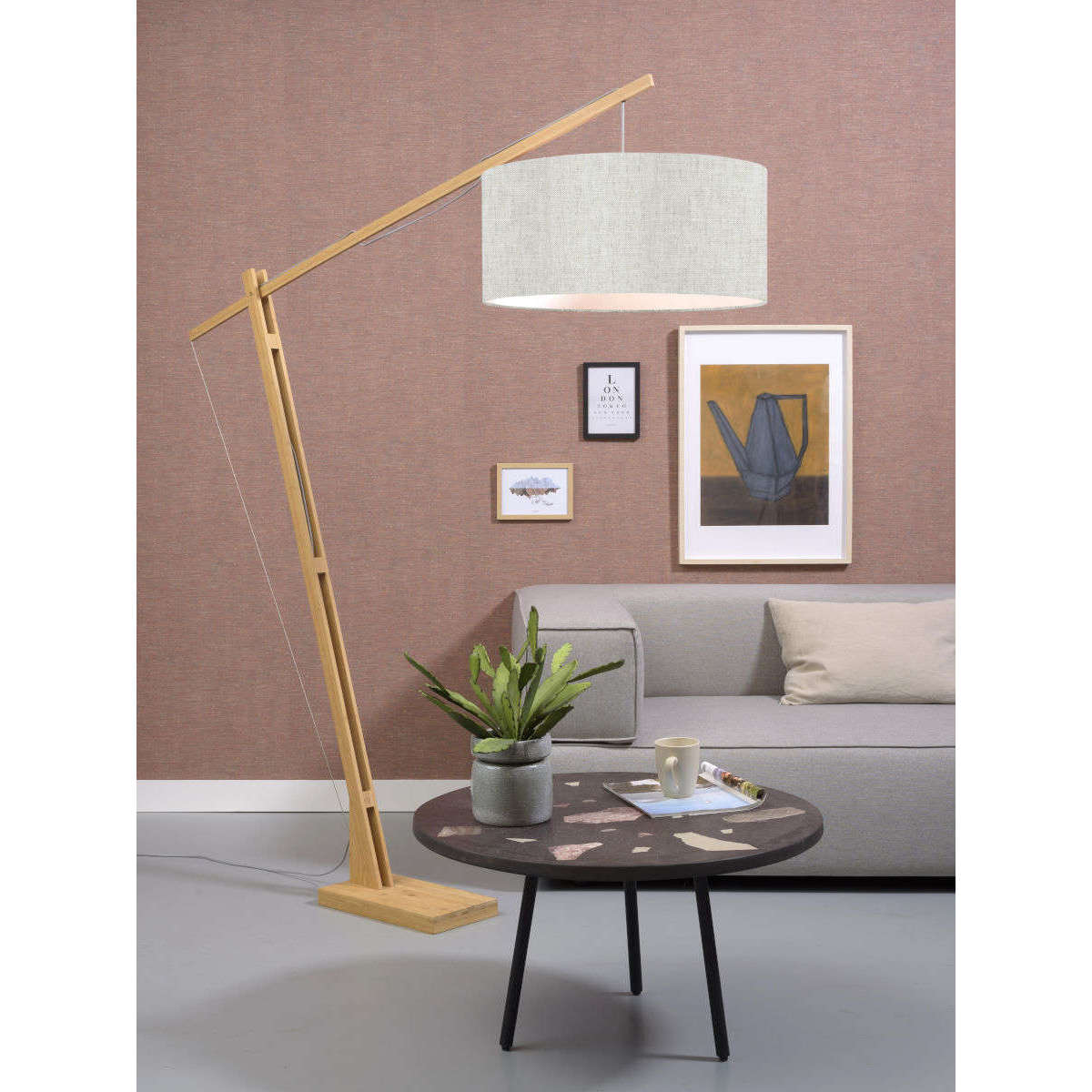 GOOD&MOJO Vloerlamp Montblanc bamboe 6030 linnen licht