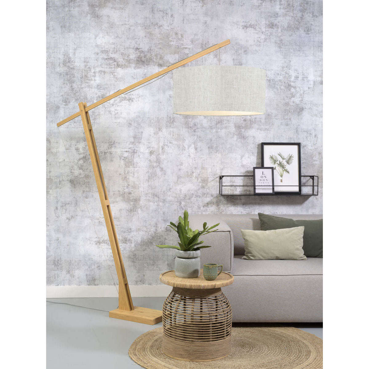 GOOD&MOJO Vloerlamp Montblanc bamboe 6030 linnen licht