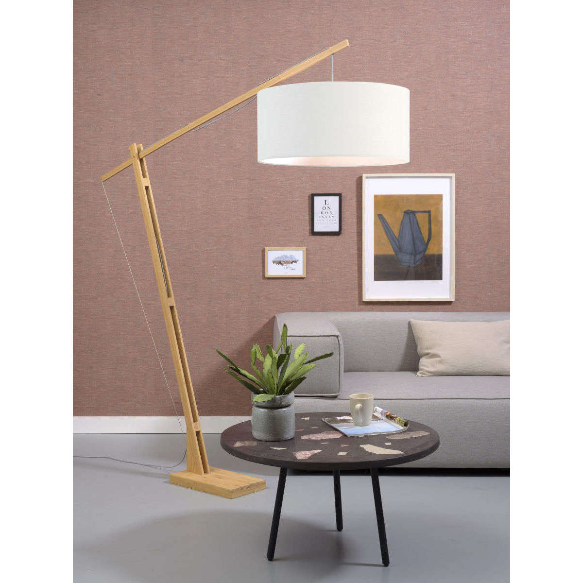 GOOD&MOJO Vloerlamp Montblanc bamboe 6030 linnen wit