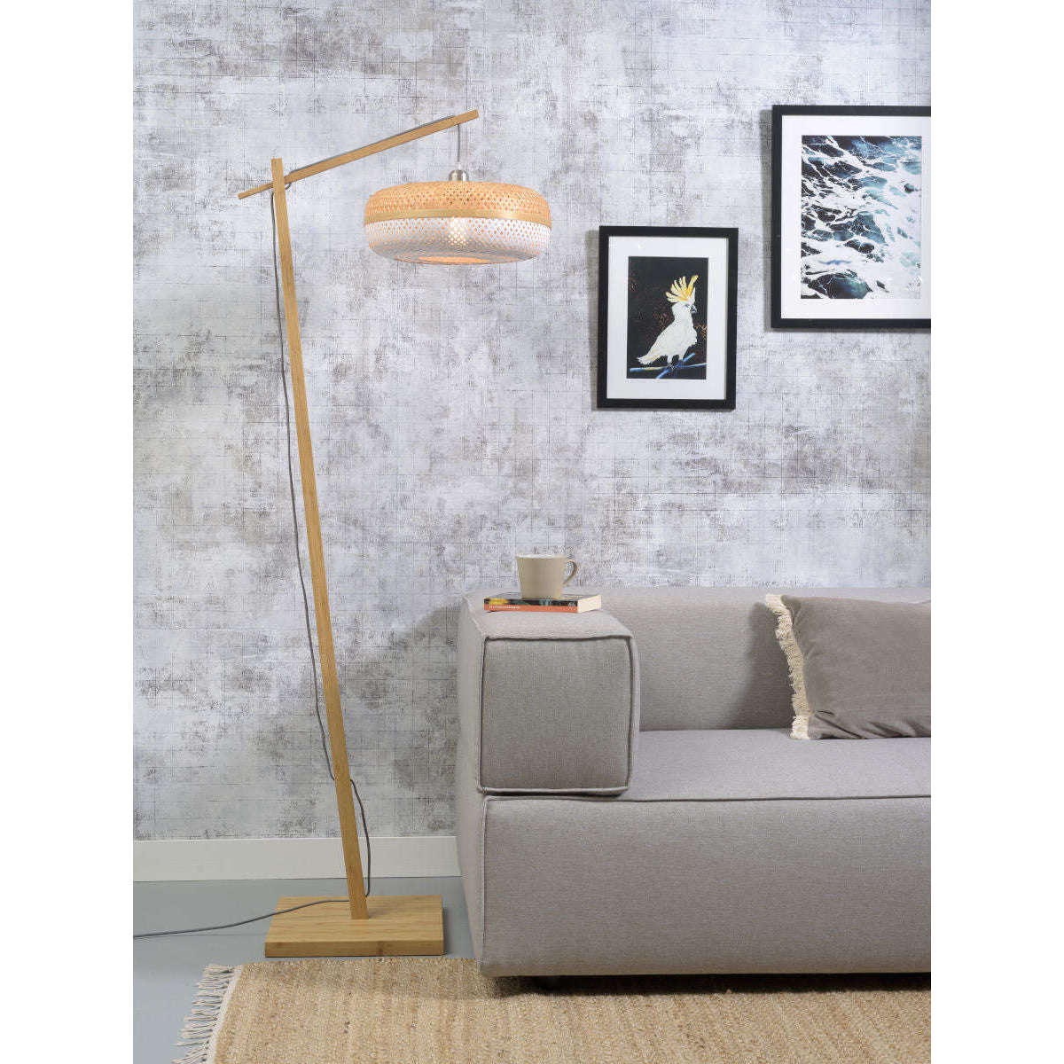 GOOD&MOJO Vloerlamp Palawan naturel / 4015 wit S