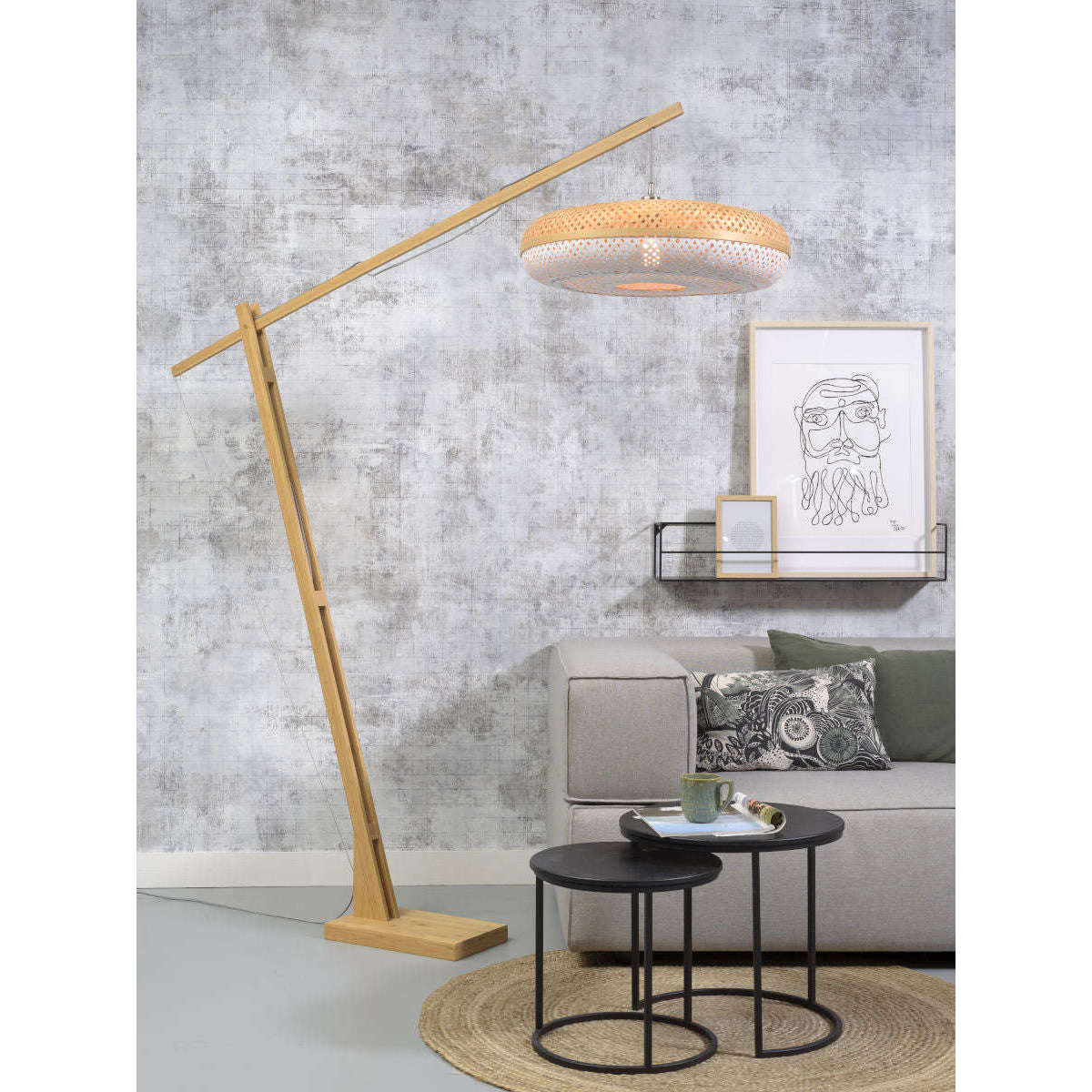 GOOD&MOJO Vloerlamp Palawan naturel / 6015 wit L