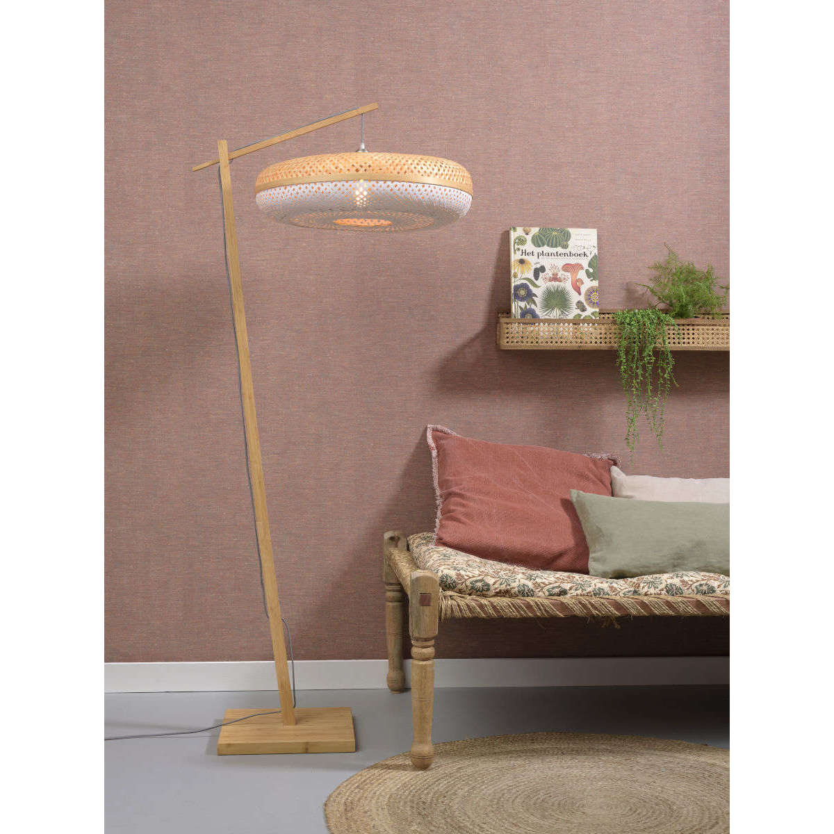 GOOD&MOJO Vloerlamp Palawan naturel / 6015 wit S