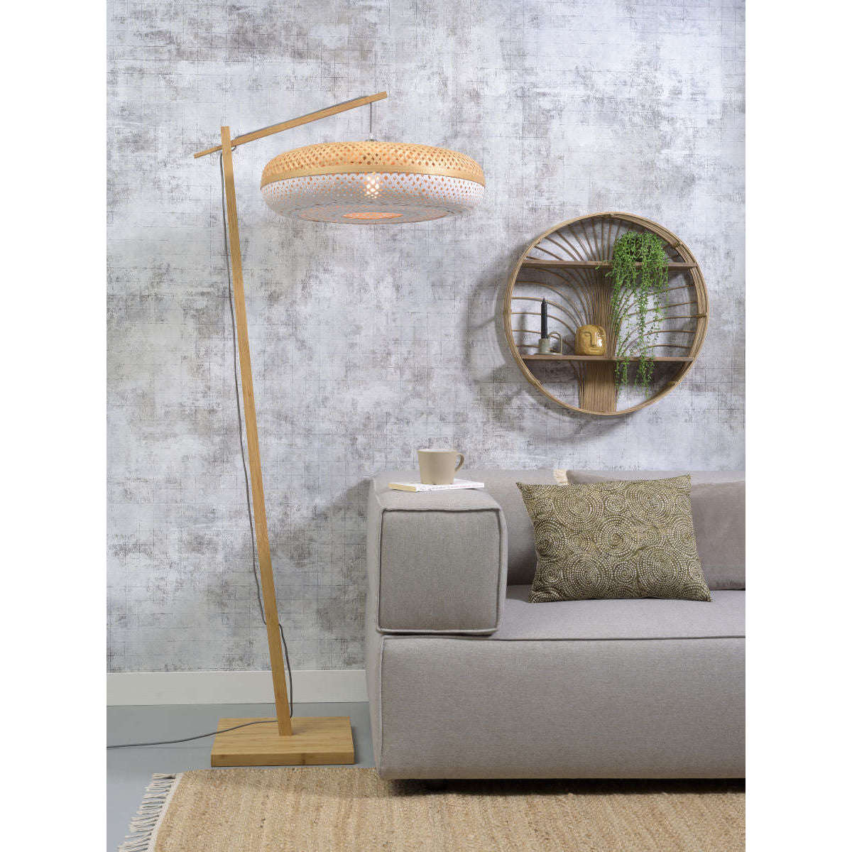 GOOD&MOJO Vloerlamp Palawan naturel / 6015 wit S