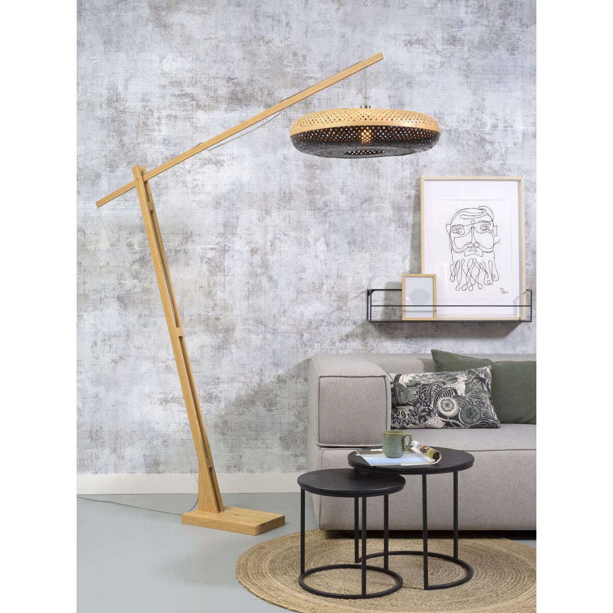 GOOD&MOJO Vloerlamp Palawan naturel / 6015 zw L