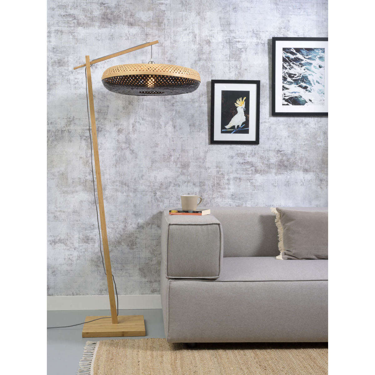 GOOD&MOJO Vloerlamp Palawan naturel / 6015 zw S